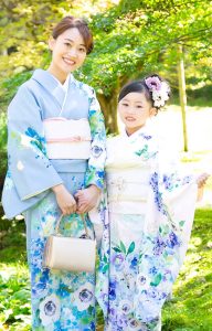 ママ訪問着と7歳お揃いコーデ
