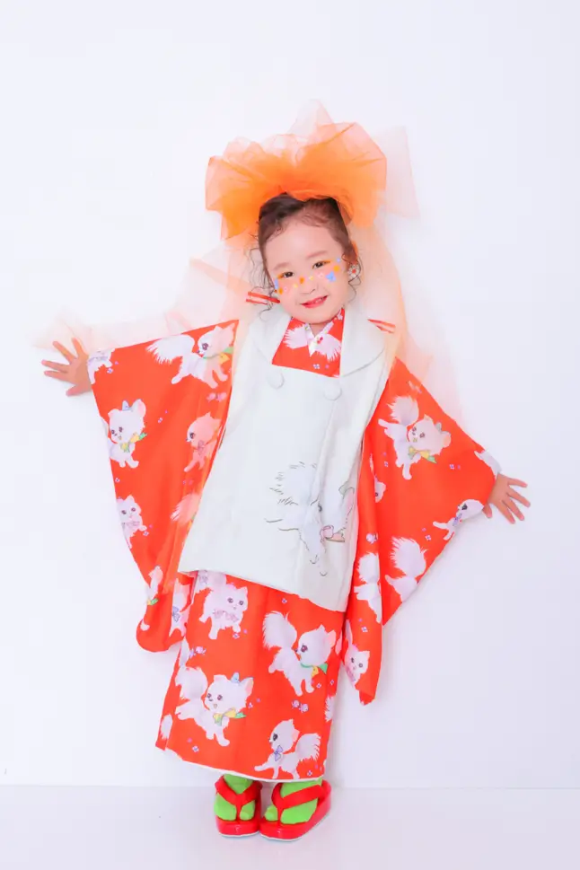 チワワ柄いちは着物