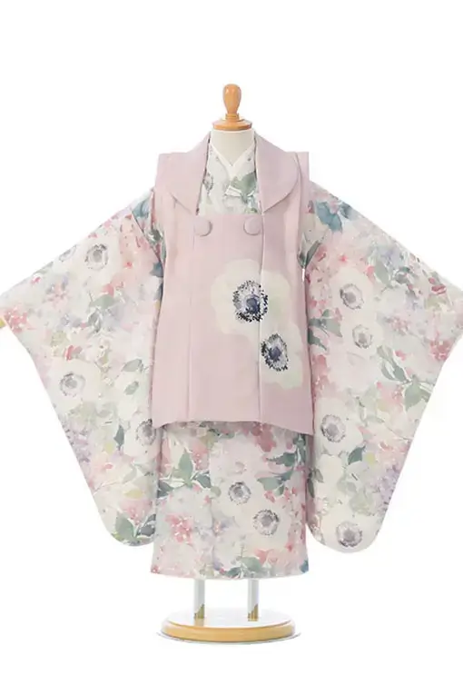 七五三| アネモネ柄 水彩画着物レンタル衣装一覧【きものいちは】