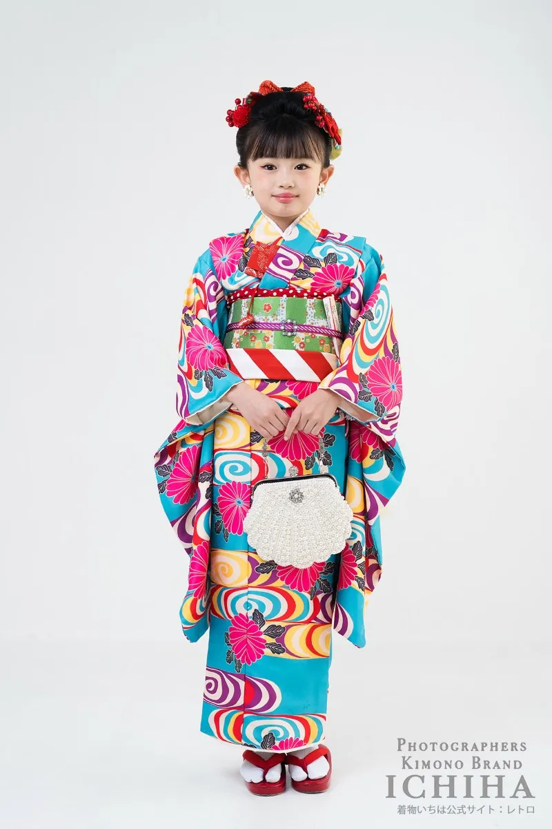 アンティーク復刻 彩渦菊｜7歳七五三着物レンタル