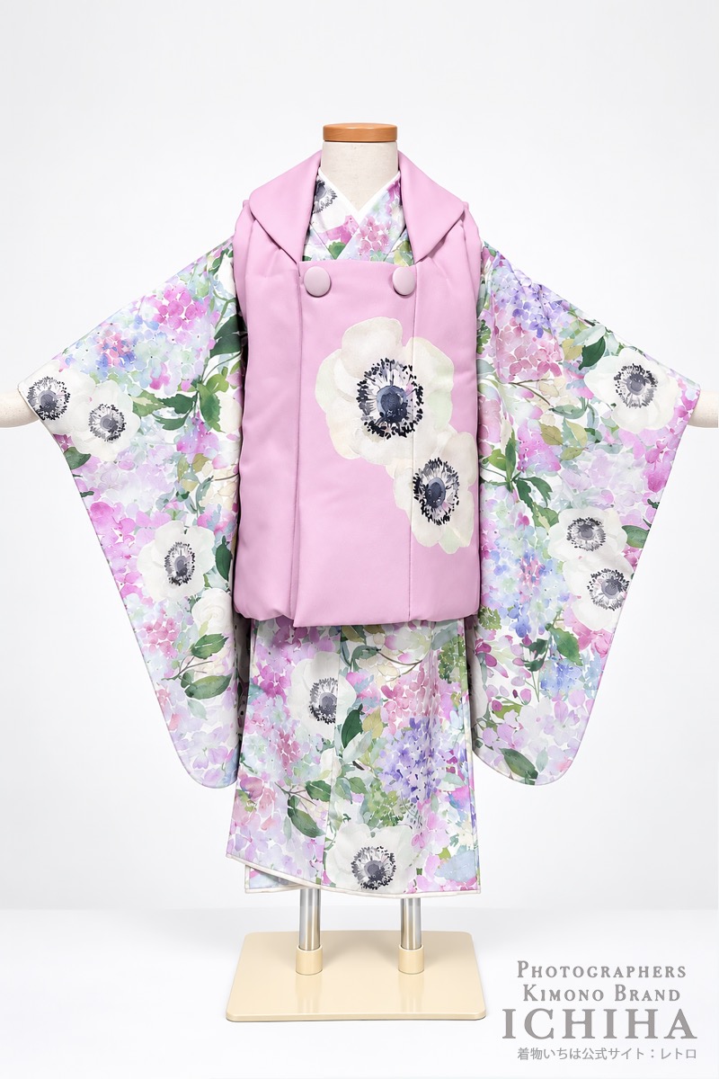 3歳七五三アネモネ柄お着物