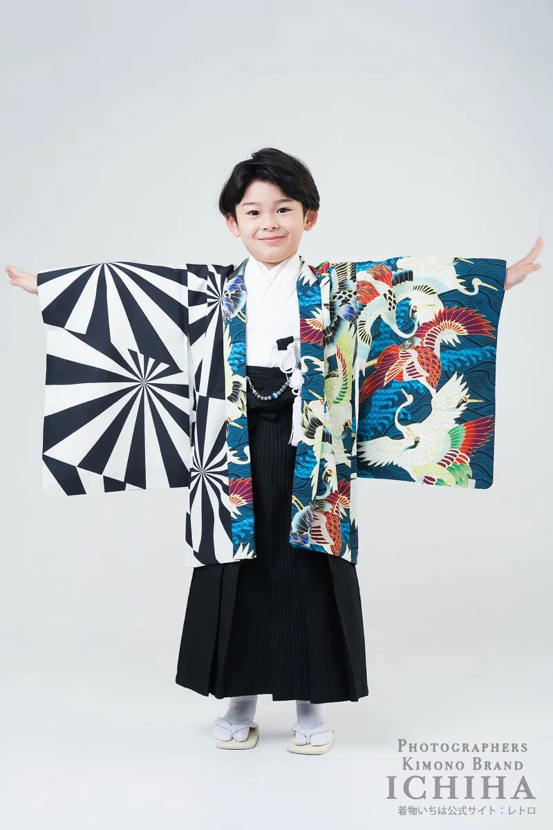 桃太郎シリーズ 紺青×黄 羽織袴セット
