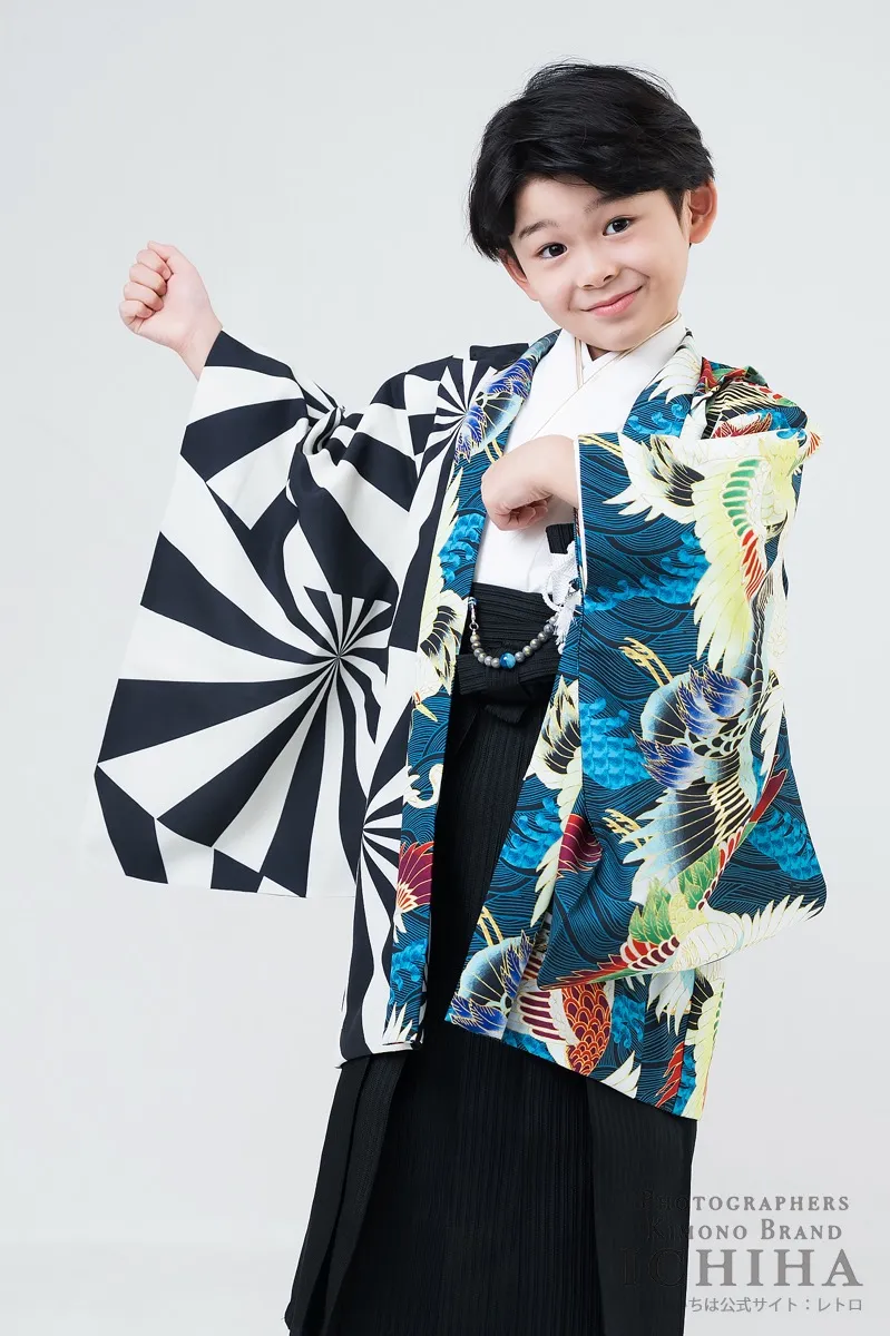 桃太郎シリーズ 紺青×黄 羽織袴セット
