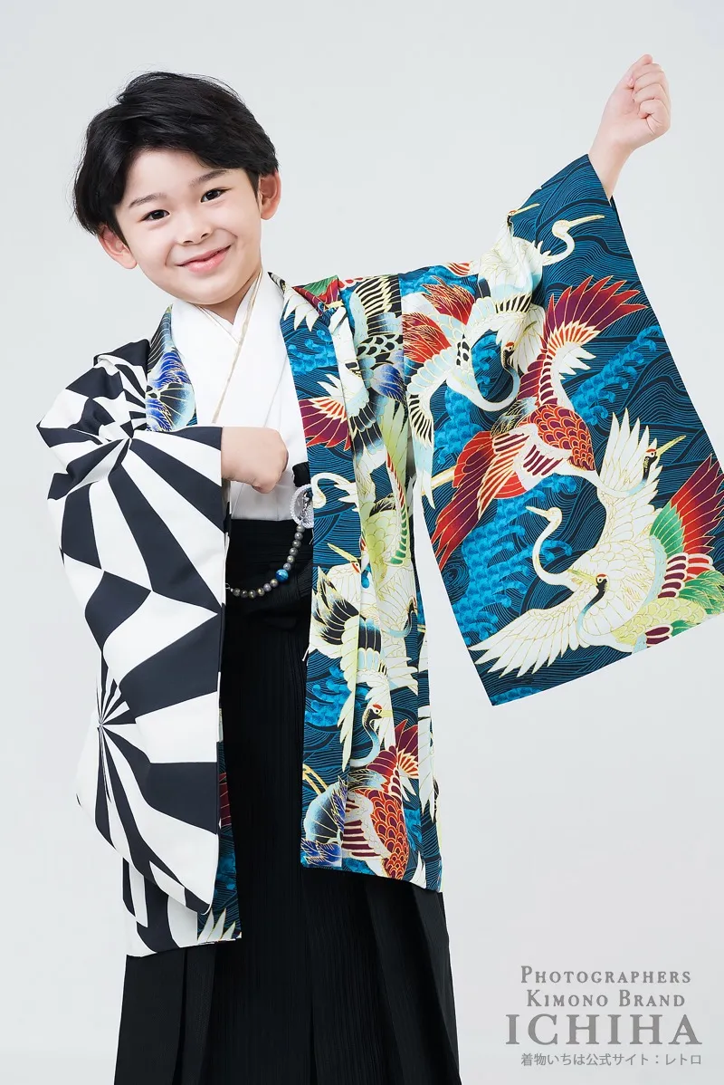 桃太郎シリーズ 紺青×黄 羽織袴セット