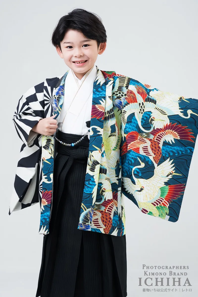 桃太郎シリーズ 紺青×黄 羽織袴セット