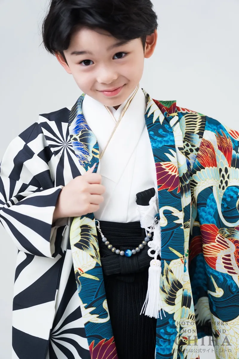 桃太郎シリーズ 紺青×黄 羽織袴セット