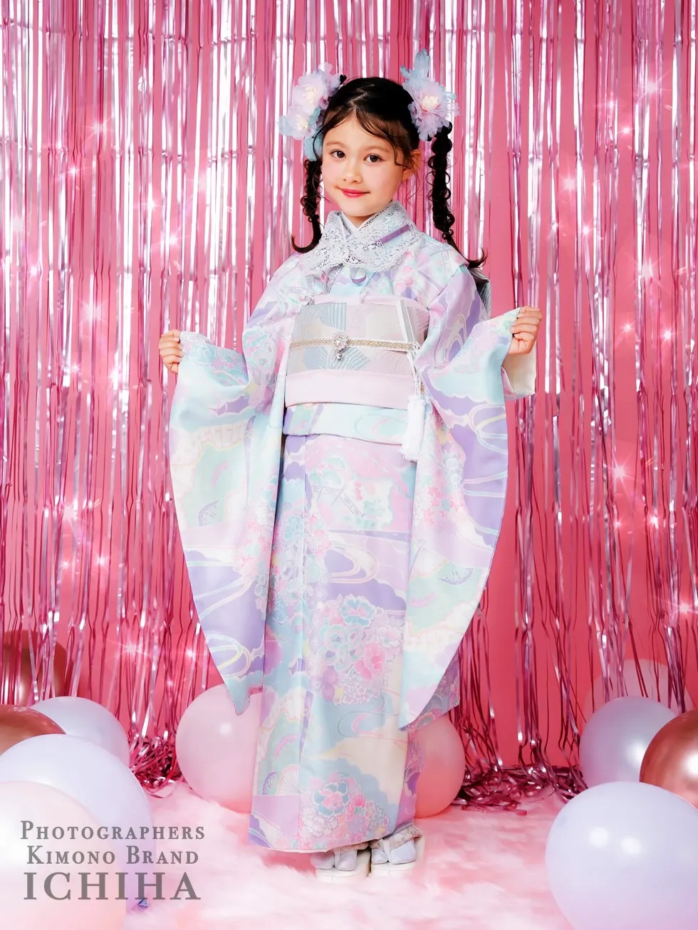 七五三ICHIHA7歳ゆめかわ・パルテル色着物