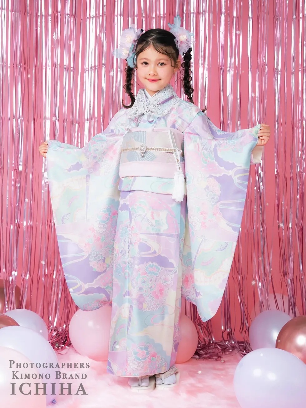 七五三ICHIHA7歳ゆめかわ・パルテル色着物