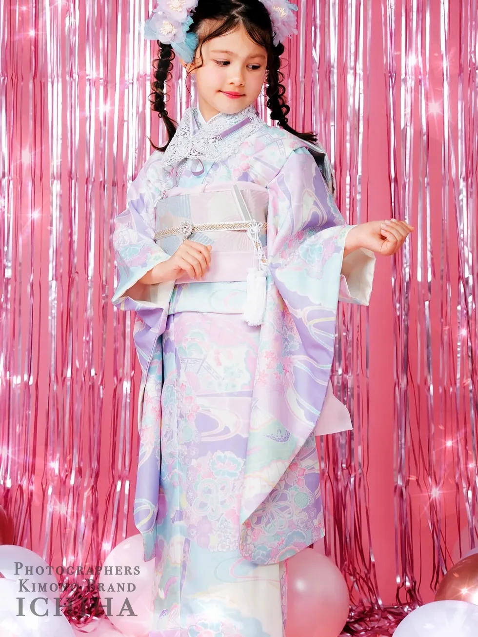 七五三ICHIHA7歳ゆめかわ・パルテル色着物