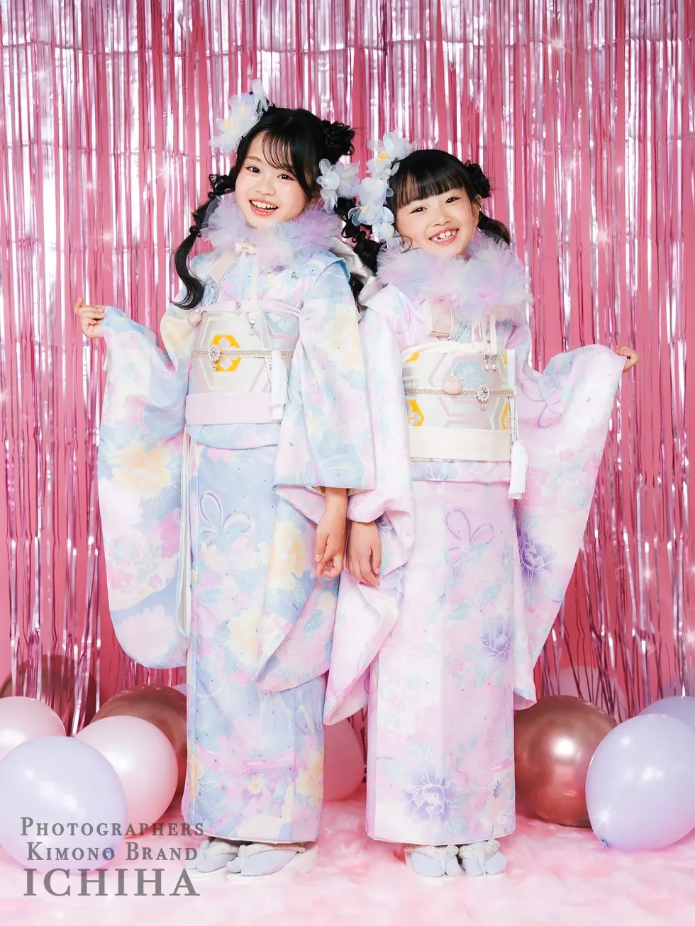 姉妹お揃いができるゆめかわ着物タイプです。参考コーデ例
