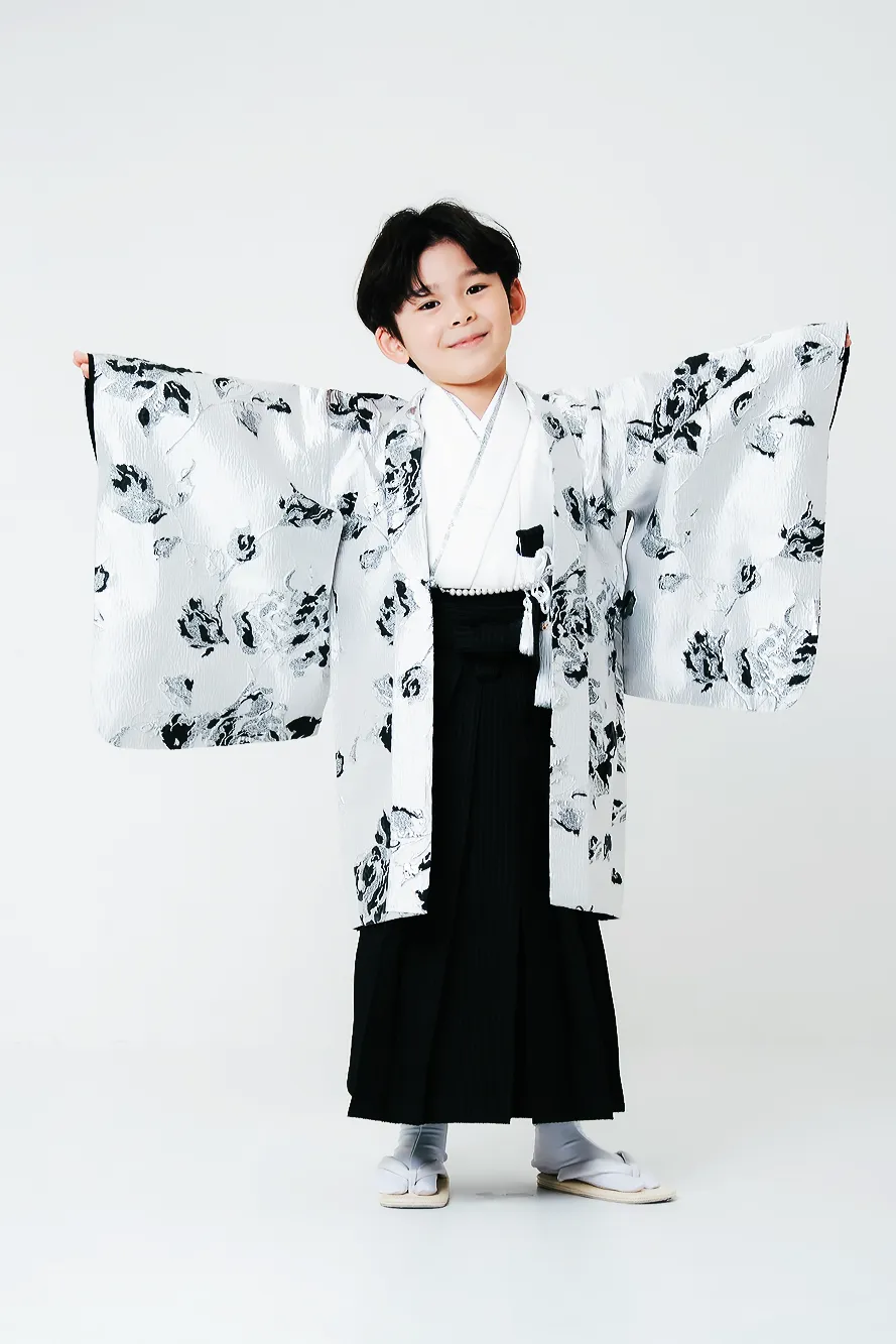七五三 5歳男の子｜ローズジャガード 黒銀 