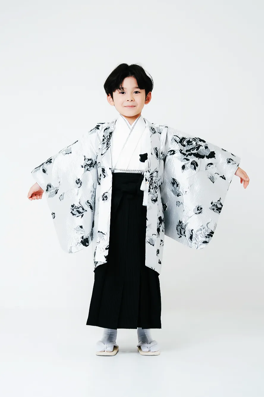 七五三 5歳男の子｜ローズジャガード 黒銀 