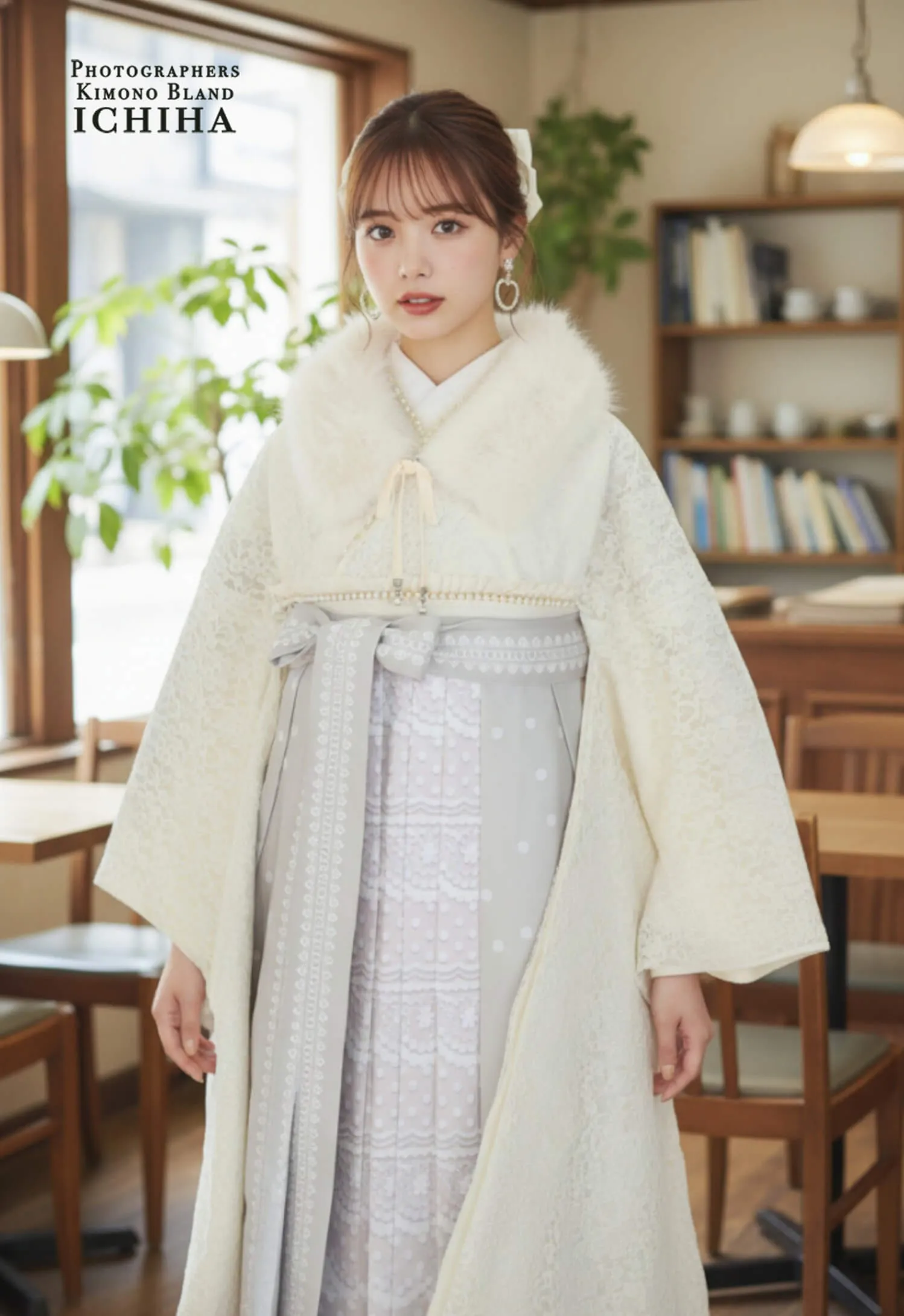 白レースと水玉絵柄